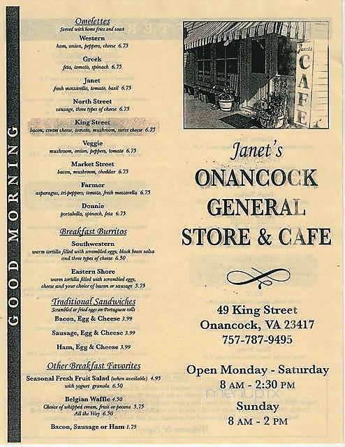 Janet's Onancock General Store - Onancock, VA menu_pic
