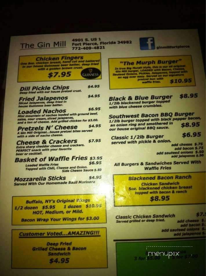 The Gin Mill - Fort Pierce, FL menu_pic