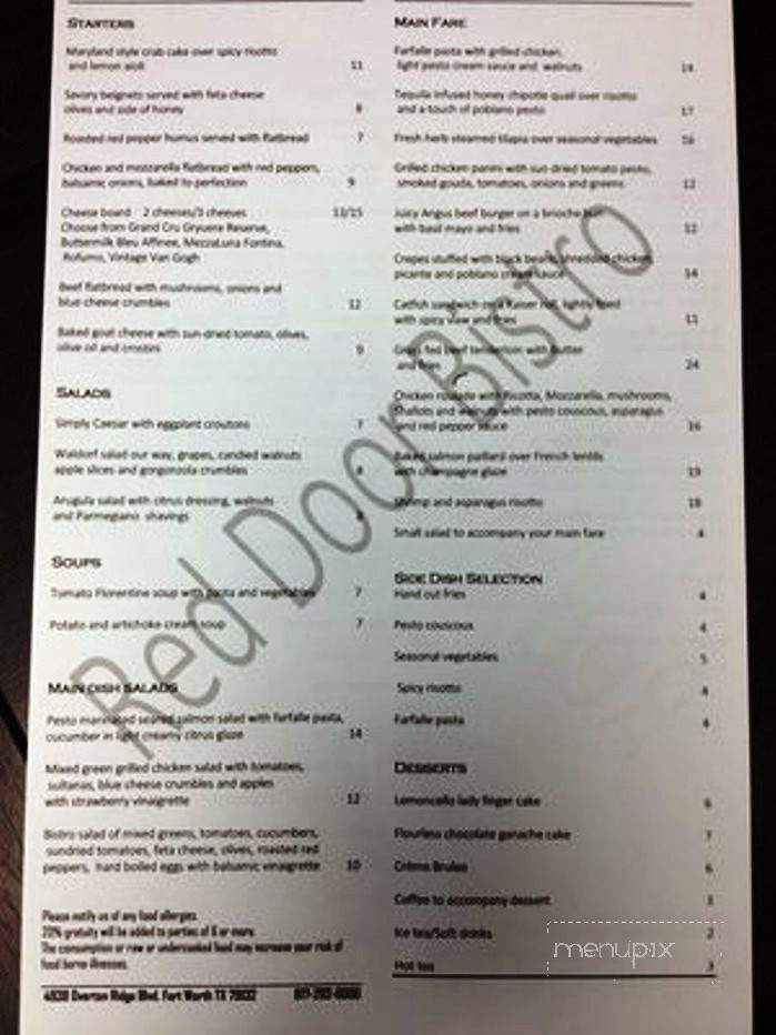 Red Door Bistro - Fort Worth, TX menu_pic