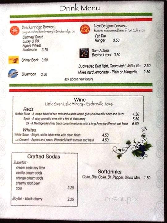 Sfumato Pizzeria - Alton, IA menu_pic