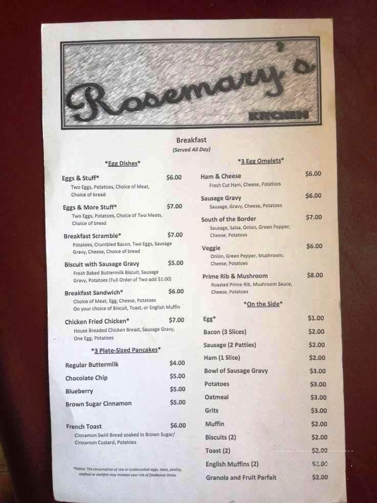 Rosemary's Kitchen - Danville, IN menu_pic