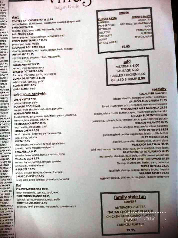 Villagio Italian Grille - St Augustine, FL menu_pic