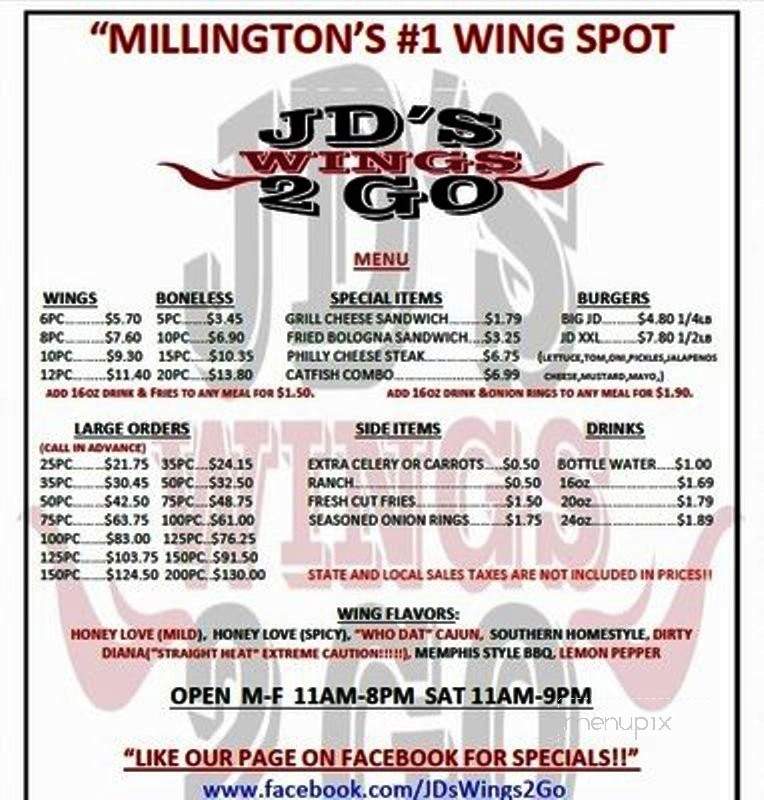 JD's Wings 2 Go - Millington, TN menu_pic