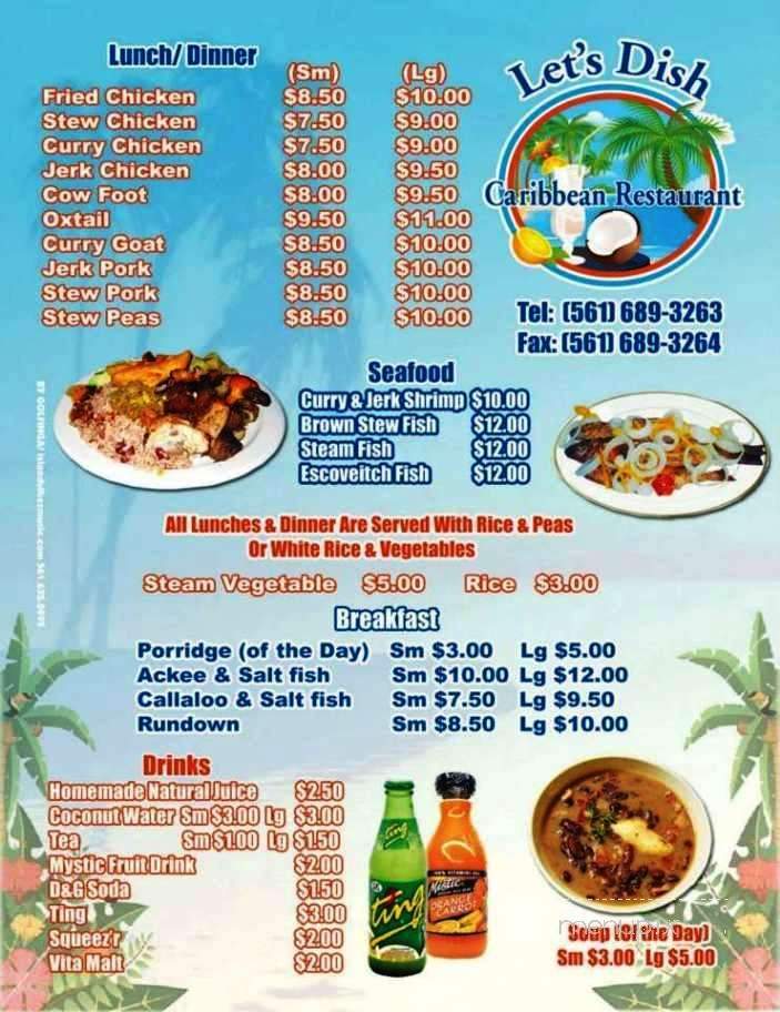 Let's Dish Caribbean Restaurant - West Palm Beach, FL menu_pic