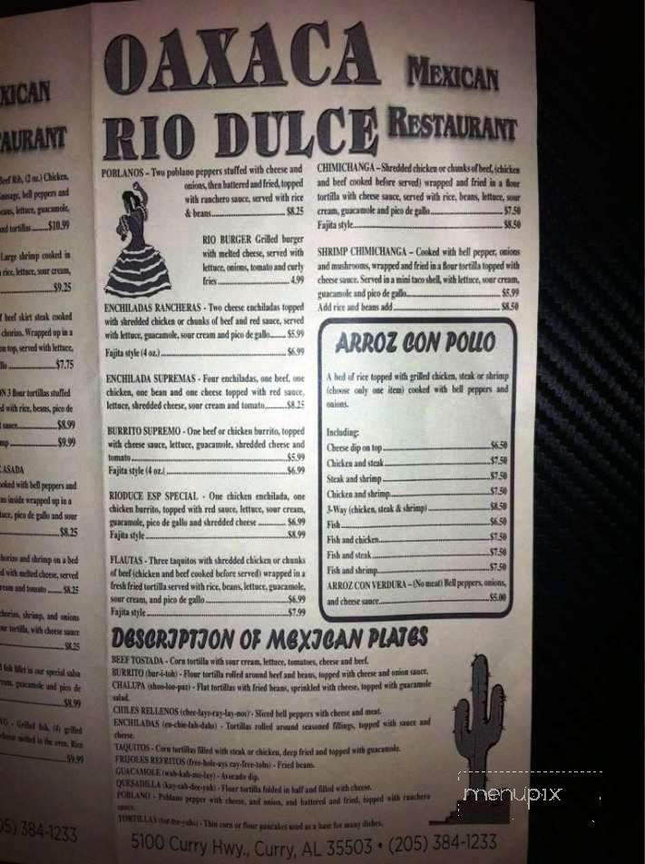 Oaxaca Rio Dulce Mexican Restaurant - Jasper, AL menu_pic