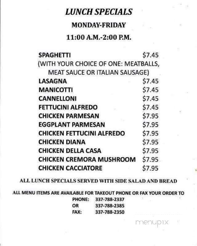 Rocco's Italian Bistro - Crowley, LA menu_pic