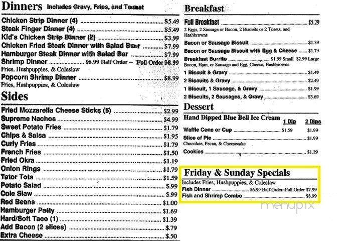 Lucky Dollar Cafe - Archer City, TX menu_pic