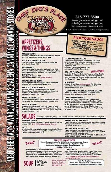 Chef Ivo's Place - Galena, IL menu_pic
