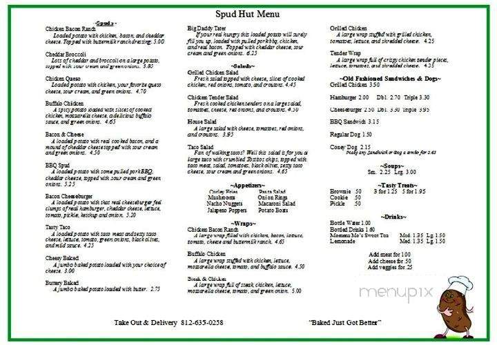 Spud Hut - Princeton, IN menu_pic