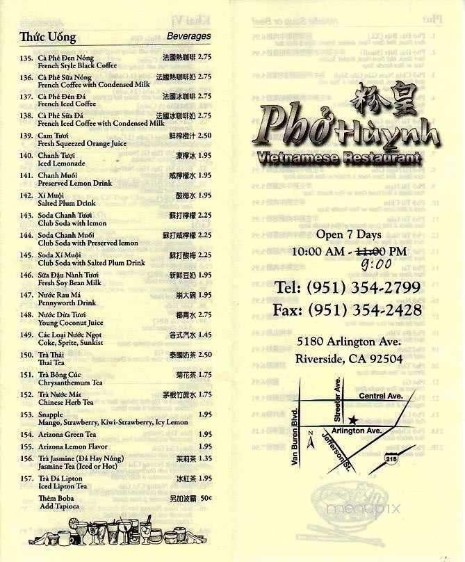 Pho Huynh - Riverside, CA menu_pic