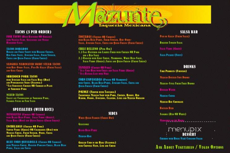 Mazunte Taqueria Mexicana - Cincinnati, OH menu_pic