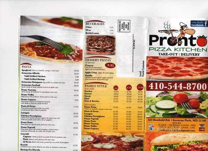 Pronto Pizza Kitchen - Severna Park, MD menu_pic
