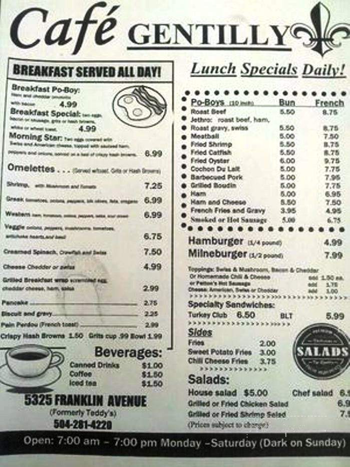 Cafe Gentilly - New Orleans, LA menu_pic