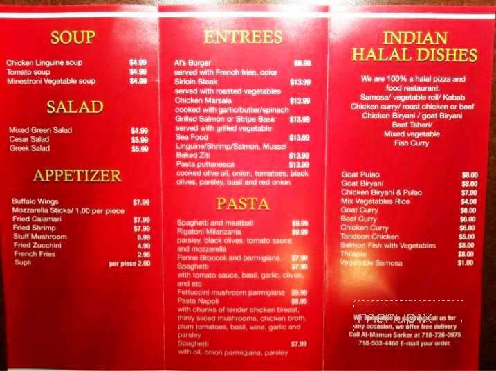Al's Pizza, Italian, Indian Chinese Food - Flushing, NY menu_pic