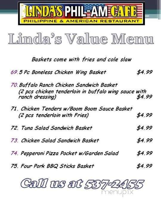 Linda's Cafe & Buffet - Baker, FL menu_pic