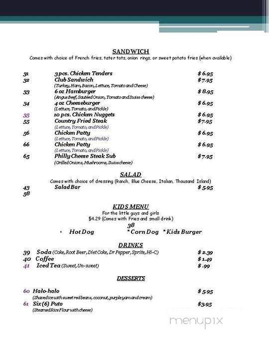 Linda's Cafe & Buffet - Baker, FL menu_pic