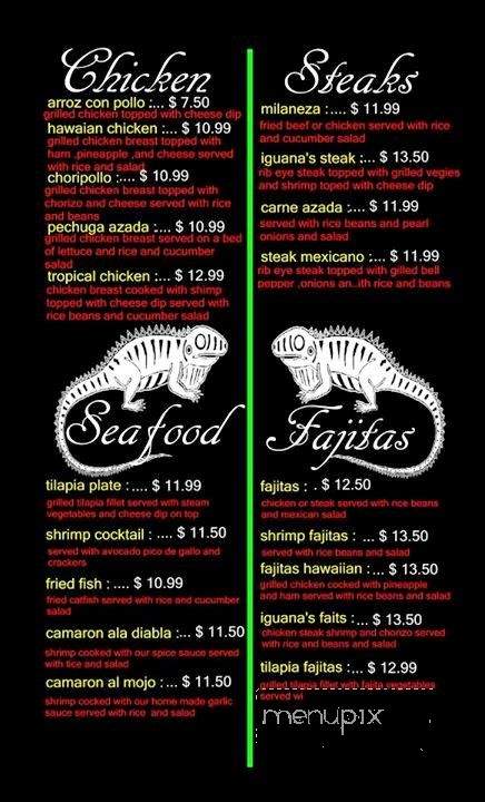Iguana's Mexican Cuisine - Saint Louis, MO menu_pic
