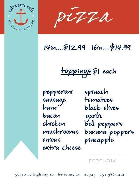 Saltwater Cafe - Hatteras, NC menu_pic