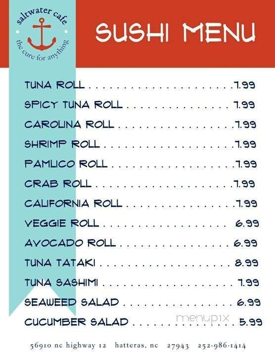 Saltwater Cafe - Hatteras, NC menu_pic