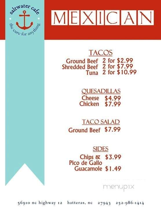 Saltwater Cafe - Hatteras, NC menu_pic