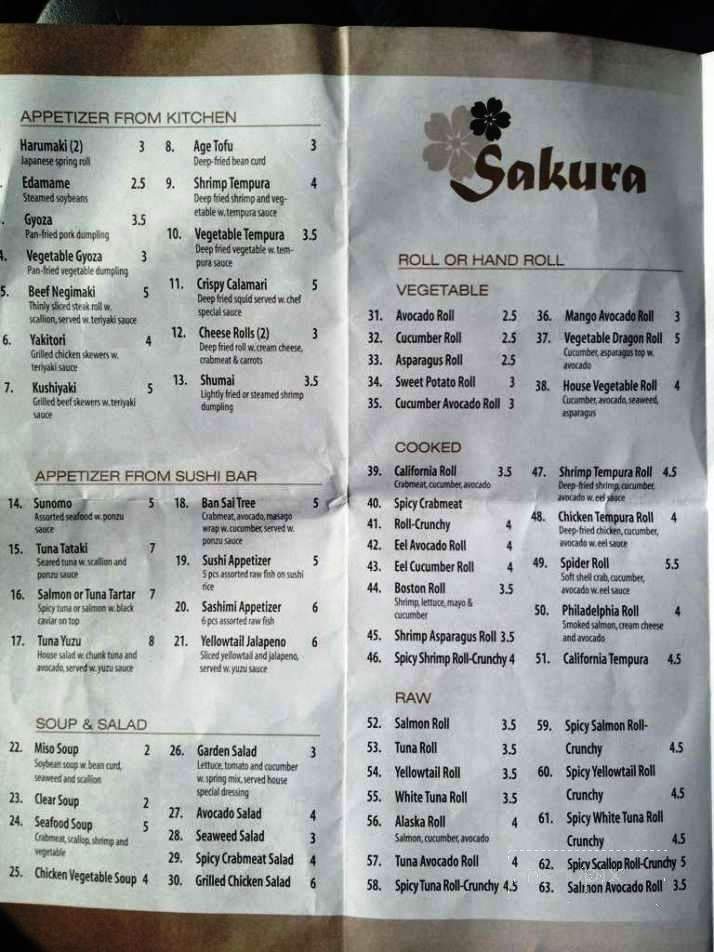 Sakura - Franklin, NC menu_pic