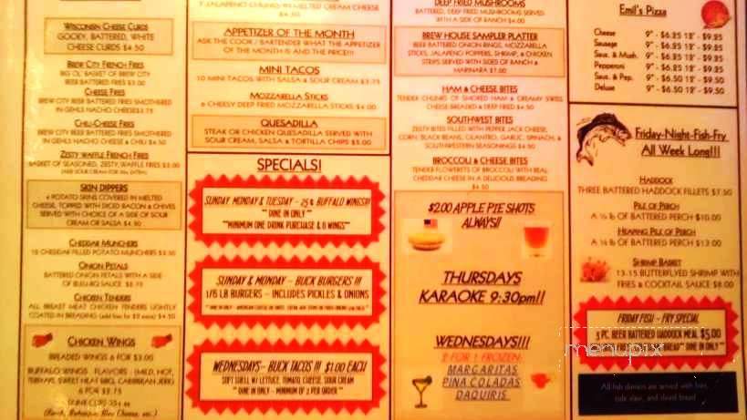 Varsity Club - Oshkosh, WI menu_pic