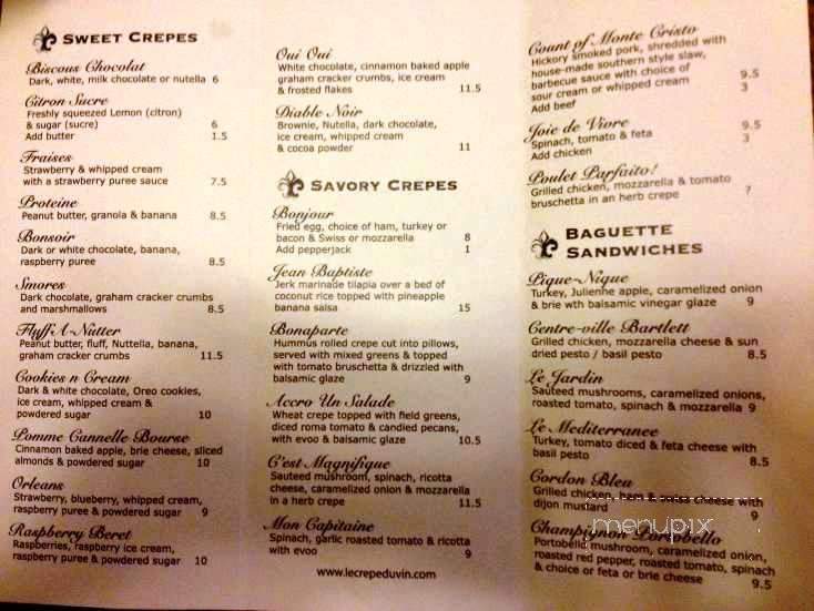 Le Crepe Du Vin - Memphis, TN menu_pic