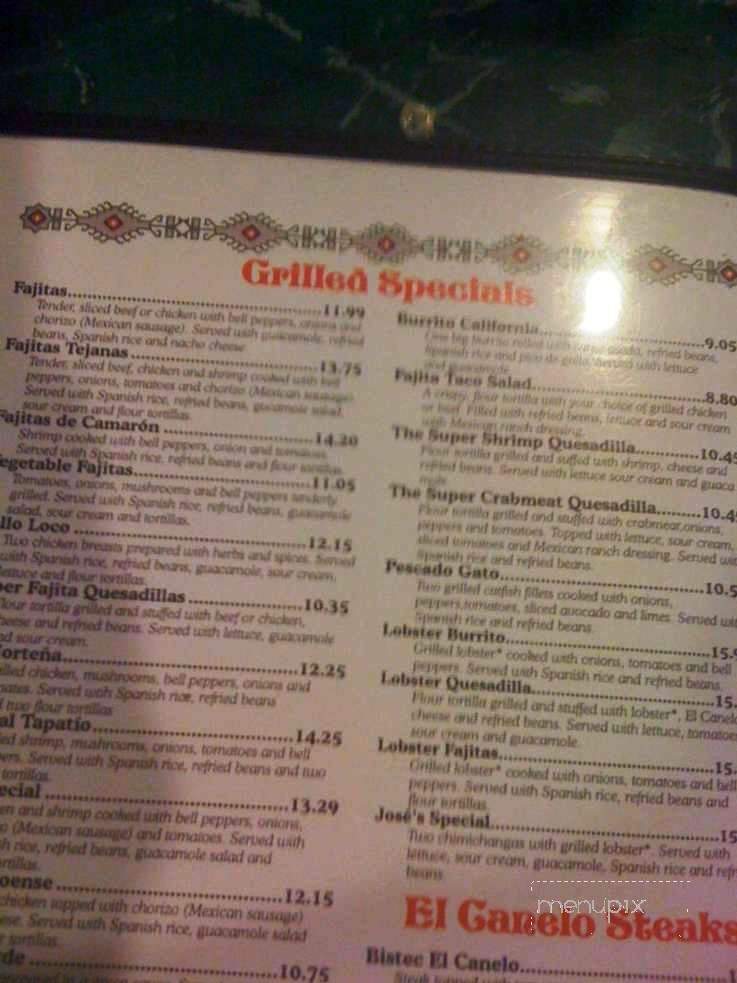 Canelo Mexican Restaurant - East Syracuse, NY menu_pic