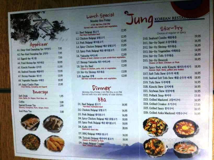 Jung Korean Restaurant - Fairbanks, AK menu_pic