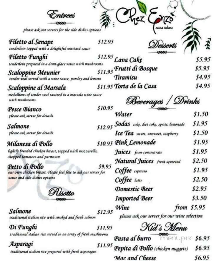 Chez Enzo Cucina Italiana - South Miami, FL menu_pic