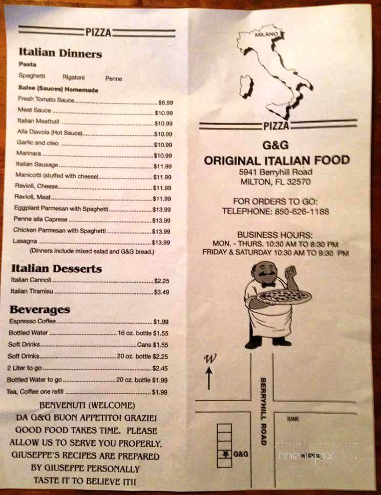 G&G Original Italian Food - Milton, FL menu_pic