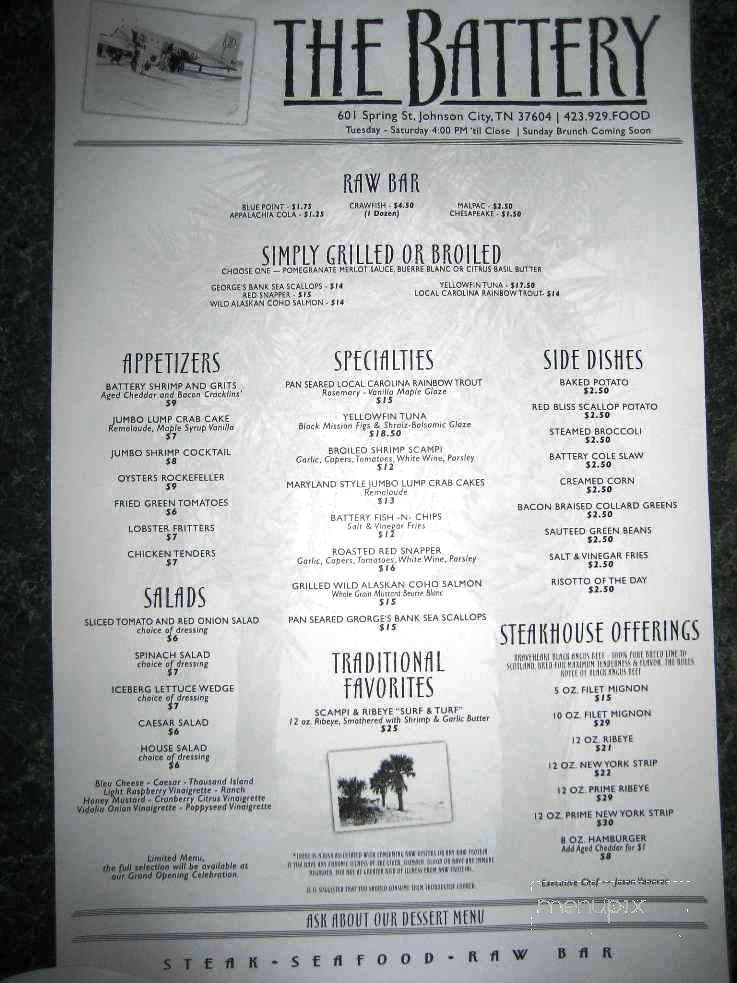 The Battery - Johnson City, TN menu_pic