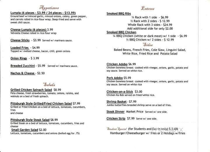 Nelia's Smokehouse - Ambridge, PA menu_pic