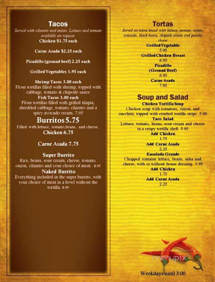 Zenba Mexican Grill - Chicago, IL menu_pic