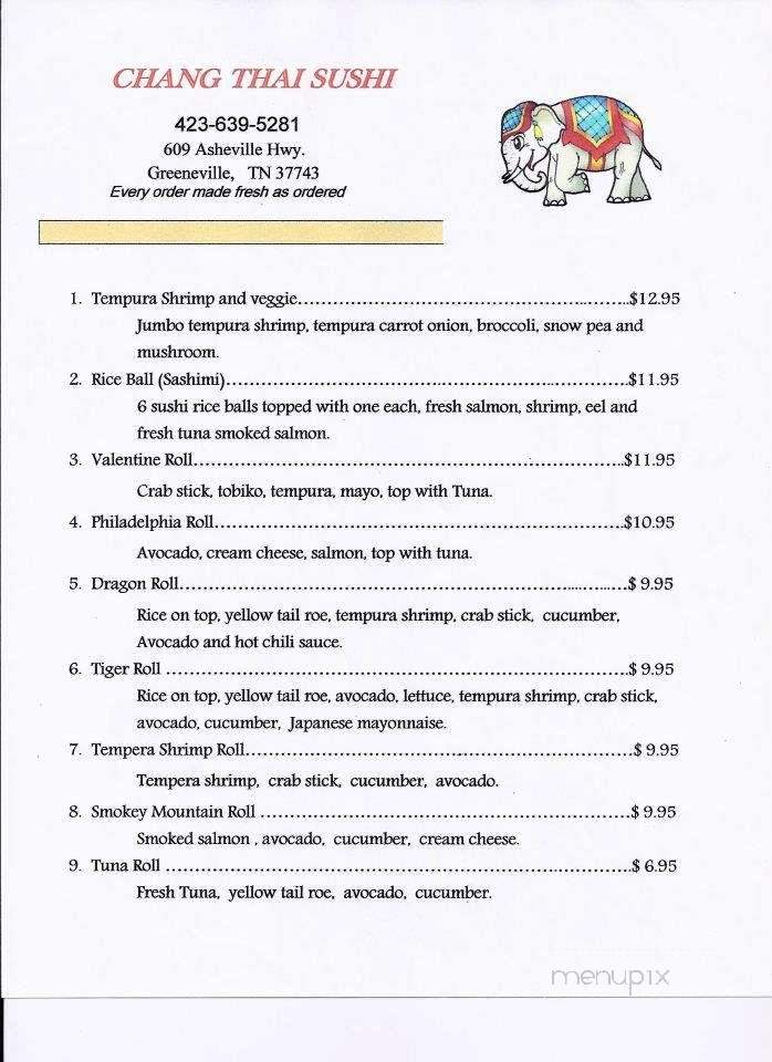 Chang Thai - Greeneville, TN menu_pic