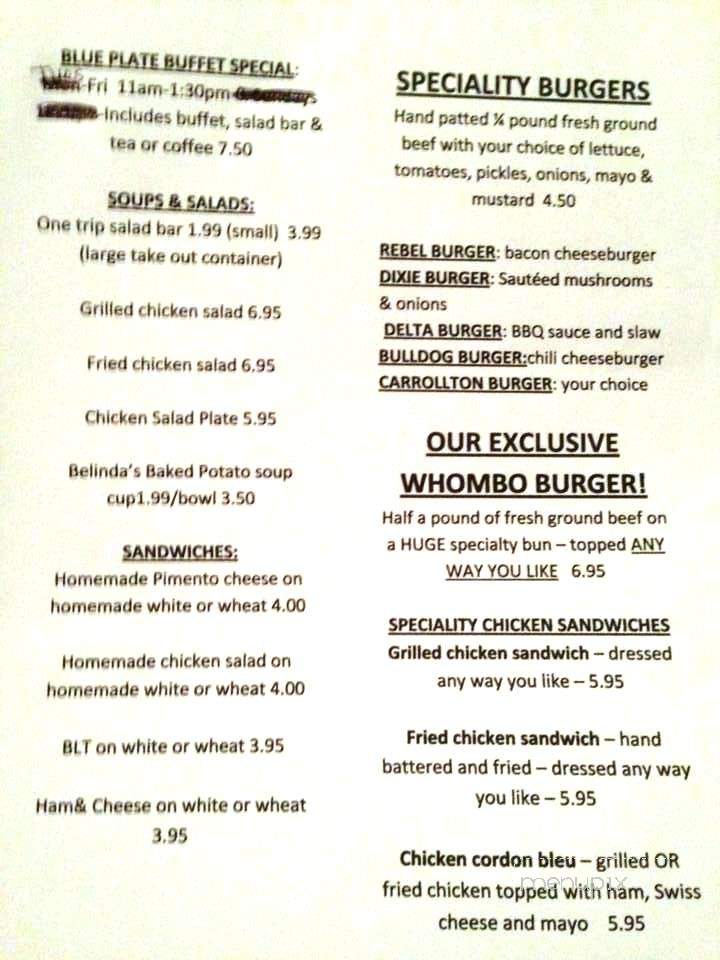 Carrollton Cafe - Lexington, MS menu_pic