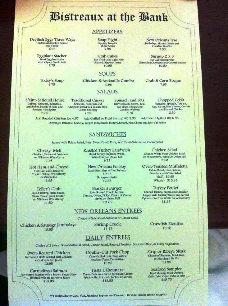 Bistreaux at the Bank - New Orleans, LA menu_pic