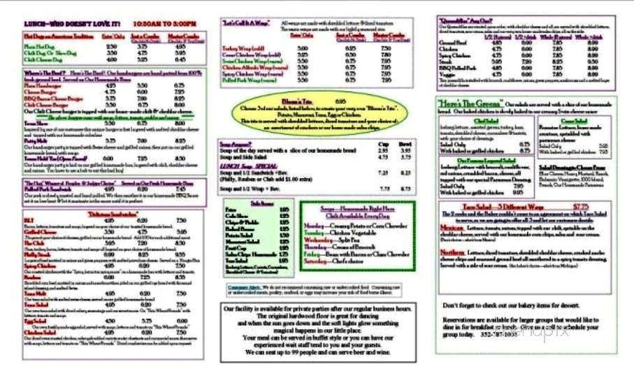Bloom's Baking House & Restaurant - Leesburg, FL menu_pic