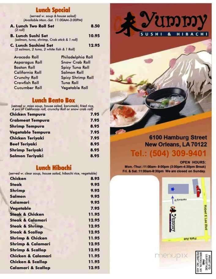 Yummy clearance sushi menu