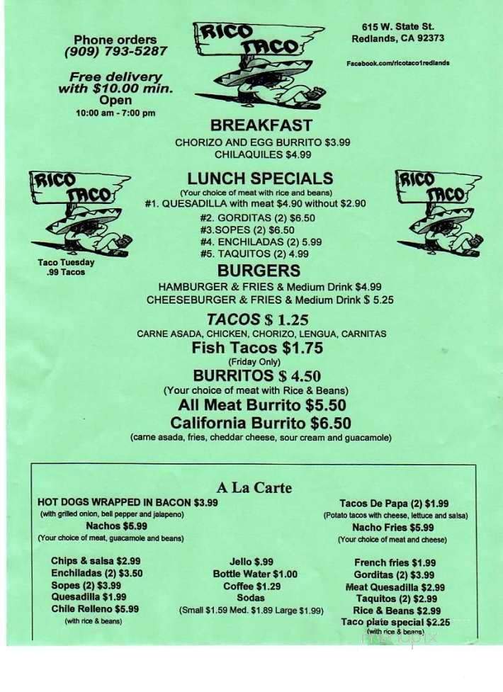 /380188726/Rico-Taco-Menu-Redlands-CA - Redlands, CA