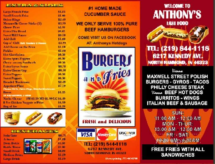 Anthony's Fast Food - Hammond, IN menu_pic