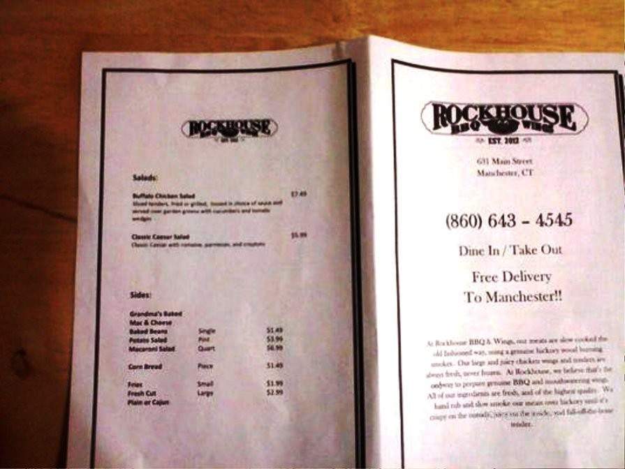 Rockhouse BBQ and Wings - Manchester, CT menu_pic
