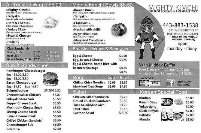 Mighty Kimchi - Baltimore, MD menu_pic