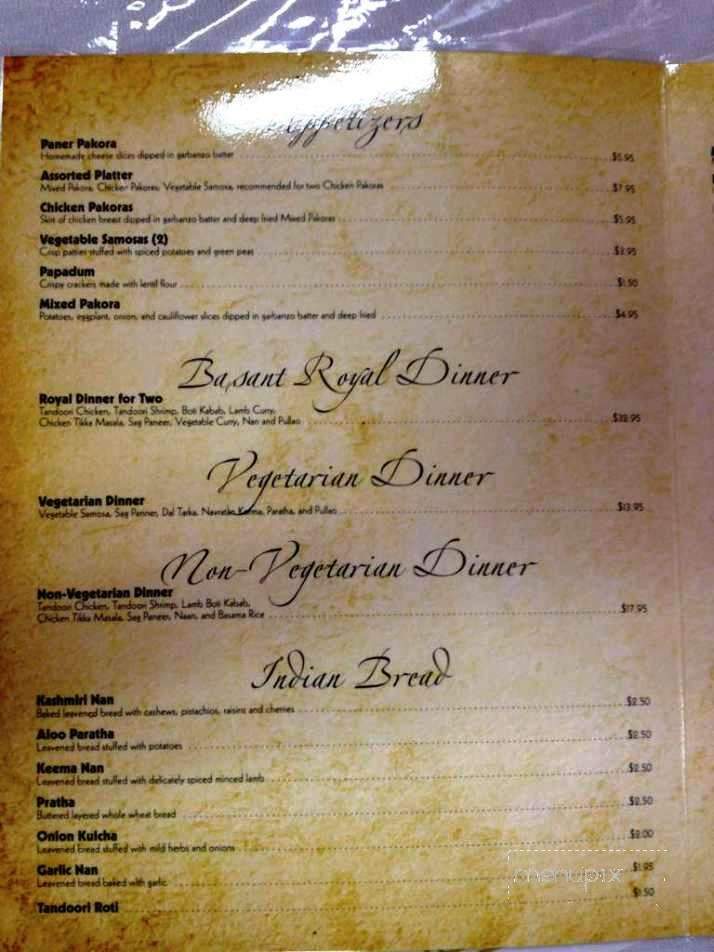 Basant Indian Cuisine - Owensboro, KY menu_pic