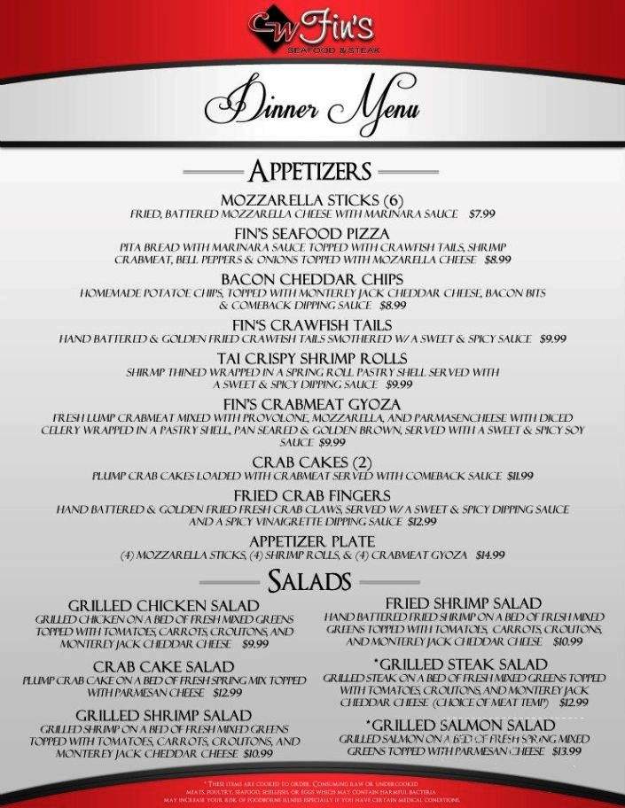 Fin's Seafood & Steak - Flowood, MS menu_pic