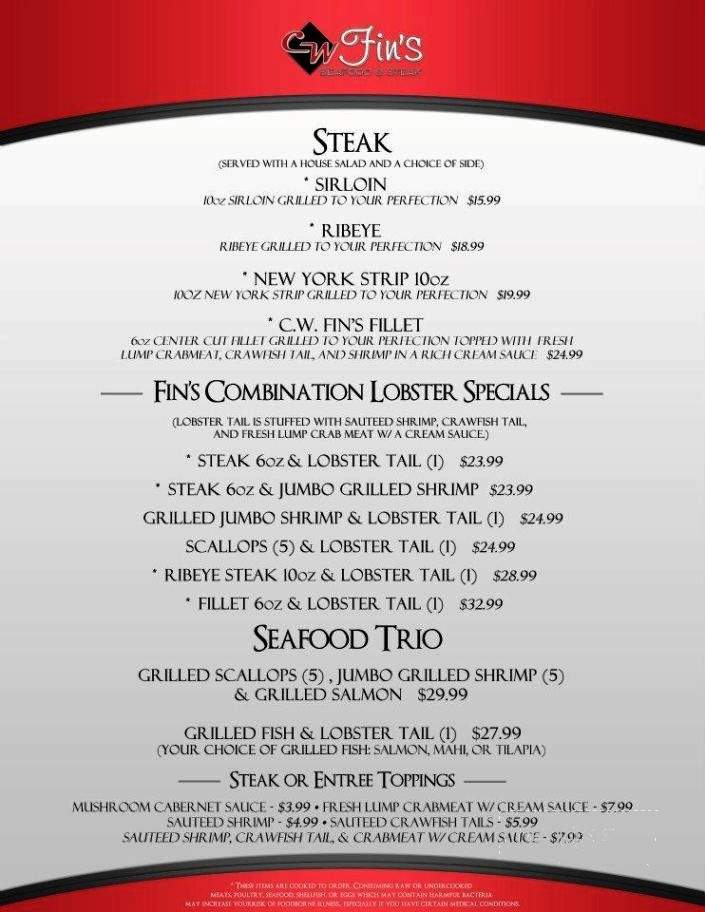 Fin's Seafood & Steak - Flowood, MS menu_pic