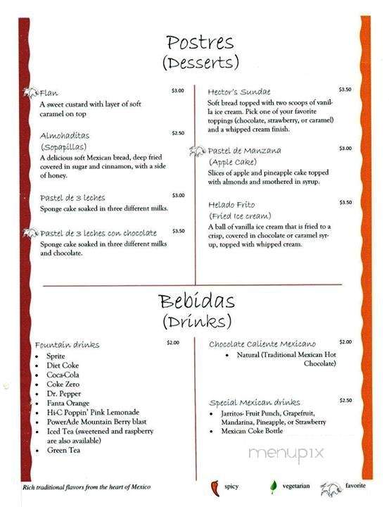 Toro's - Fountain, CO menu_pic