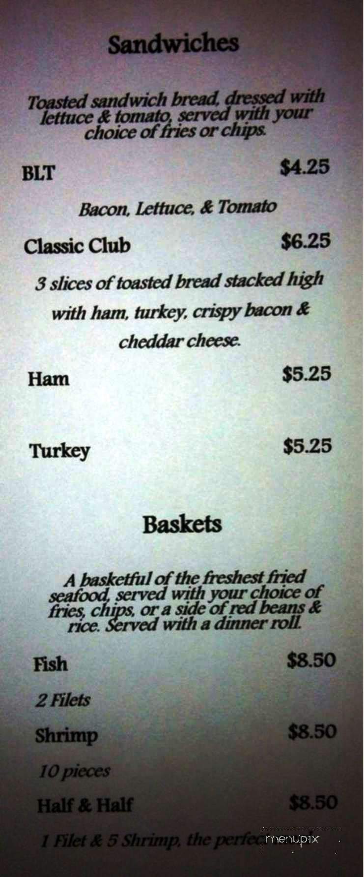 Daigle's Diner - Lafayette, LA menu_pic