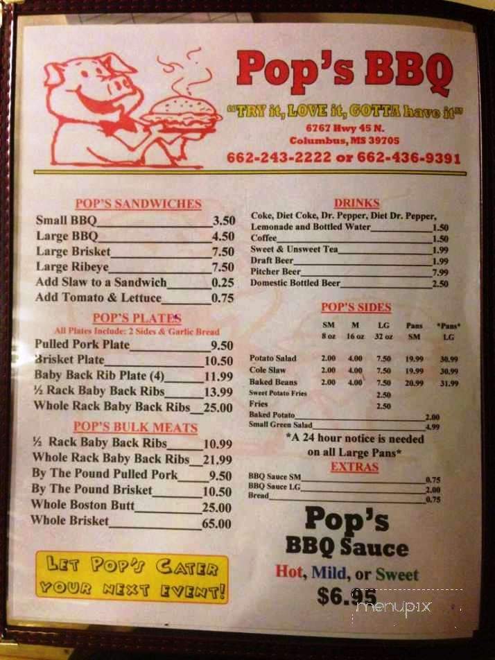 Pops BBQ - Columbus, MS menu_pic