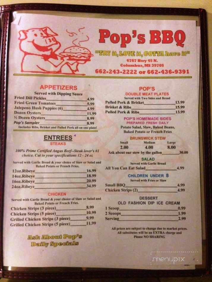Pops BBQ - Columbus, MS menu_pic